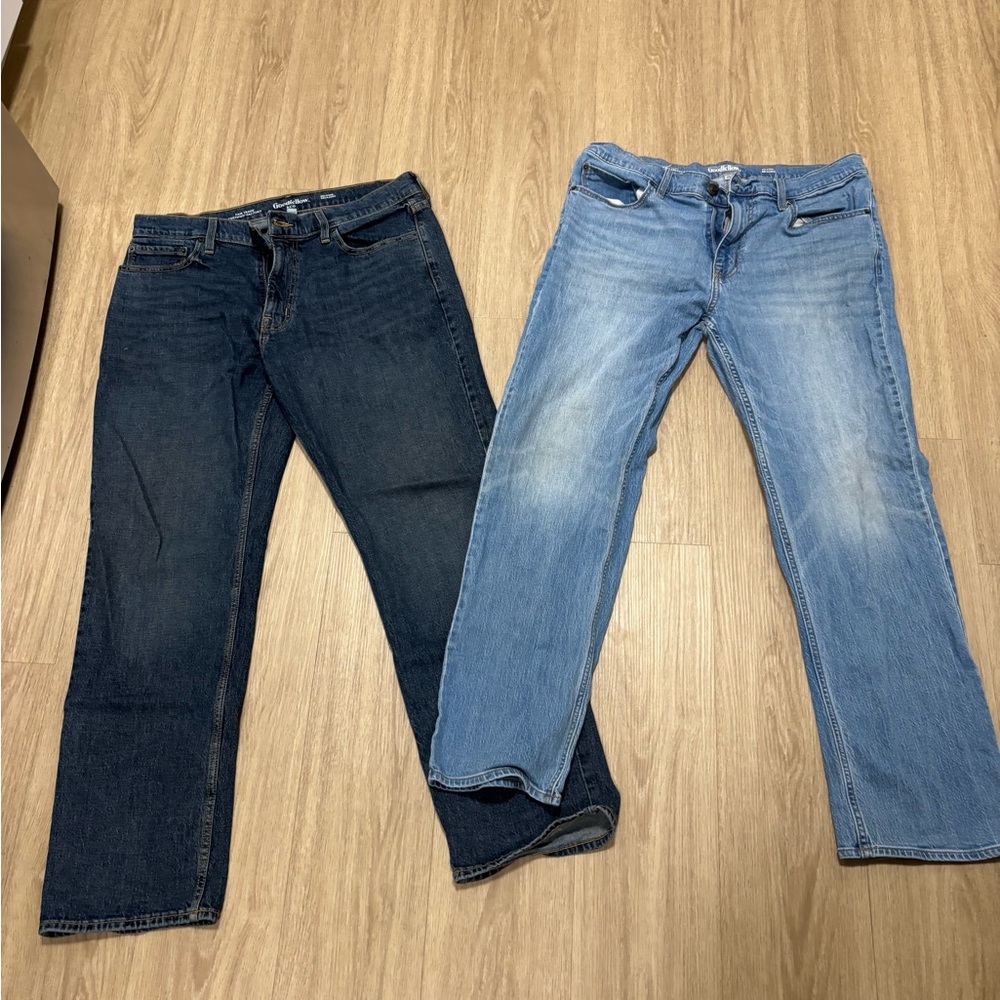 Goodfellow & Co Men's Jeans - Dark Blue and Light Blue